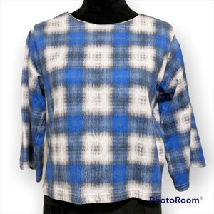 ASOS blue white check long sleeve top